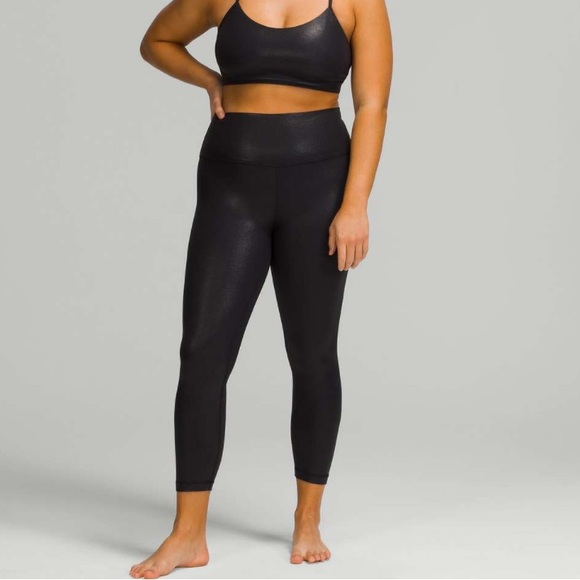 lululemon athletica Pants - Lululemon Align High Rise Pant 25” *Shine Radiate Foil Print Black Size 2